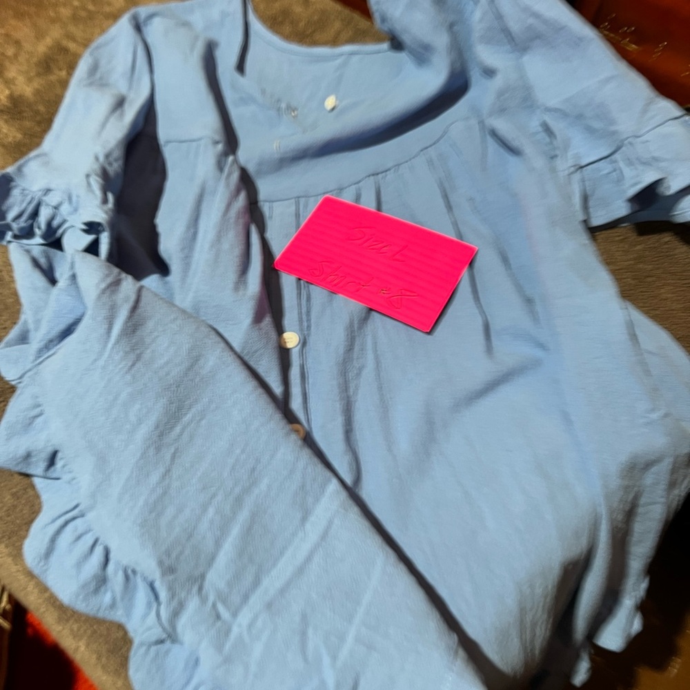 Light Blue Button-Up Blouse